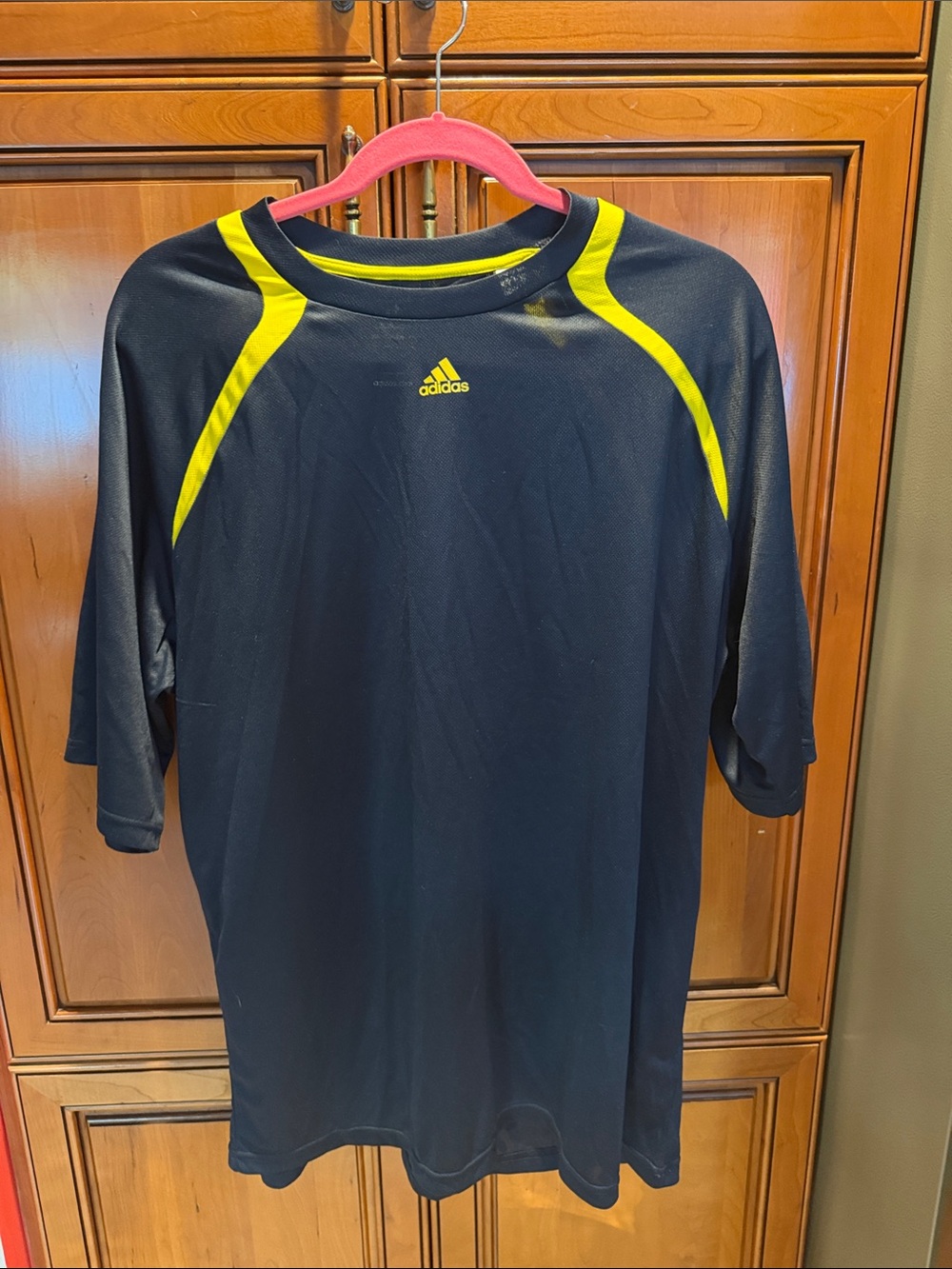 adidas Black Athletic Shirt with Neon Yellow Accents